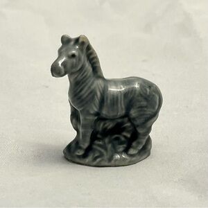 Vintage Wade Whimsies Porcelain Zebra Figure Gray Made In England As Is